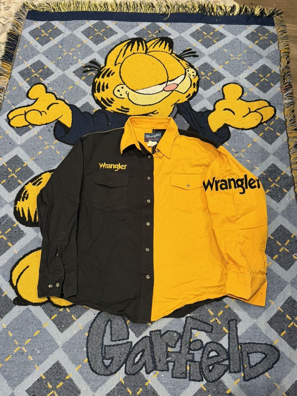 Vintage Black And Yellow Wrangler Button Up Shirt